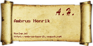 Ambrus Henrik névjegykártya